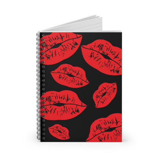 Bold Lip Print Spiral Notebook - Ruled Line, Cute Stationery, Gift for Her, Artistic Journal, Creative Writing, Valentine's Day, Graduation