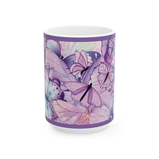 Butterfly Dream Ceramic Mug, Colorful Butterfly Mug, Nature Lover Gift, Artistic Coffee Cup, Spring Decor, Unique Drinkware