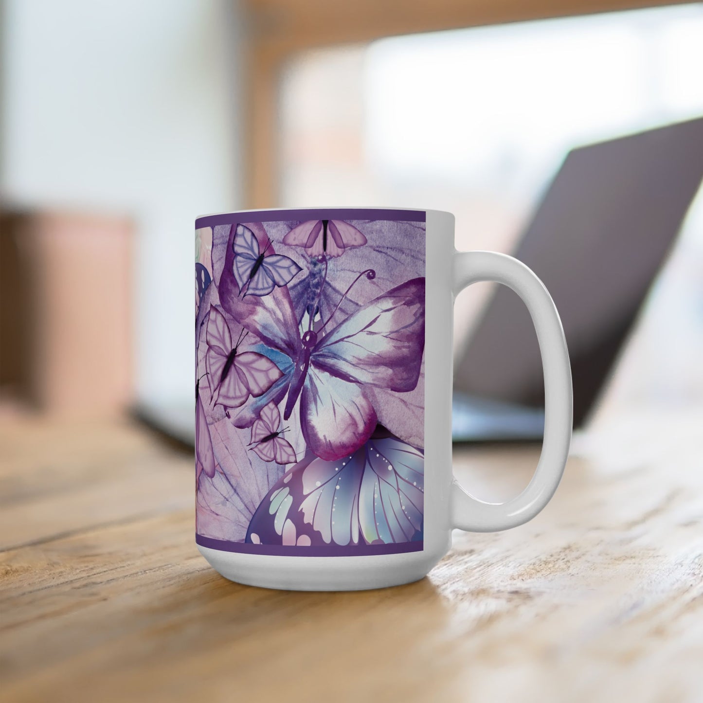 Butterfly Dream Ceramic Mug, Colorful Butterfly Mug, Nature Lover Gift, Artistic Coffee Cup, Spring Decor, Unique Drinkware