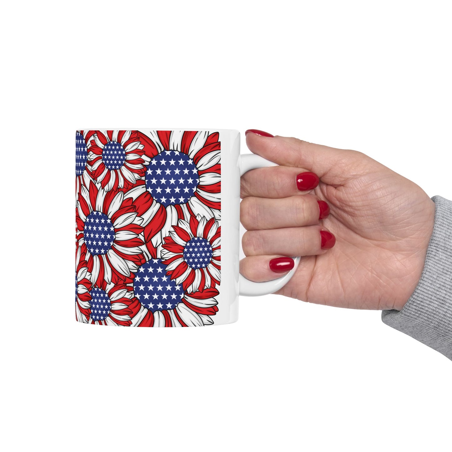 Patriotic Sunflower Ceramic Coffee Mug