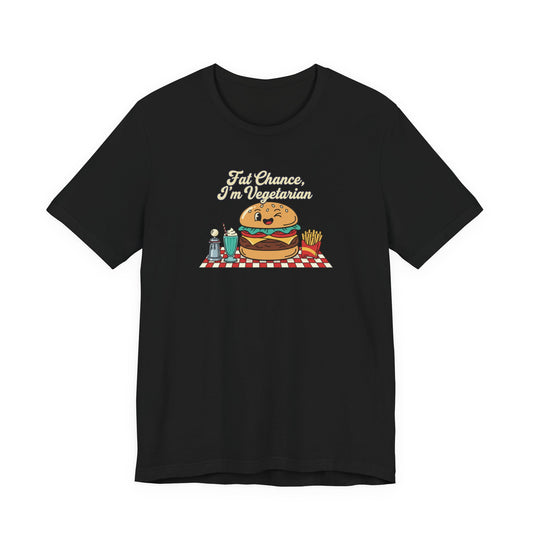 Fat Chance, I'm Vegetarian, Burger Matchbook Graphic Tee | retro diner shirt, vintage fast food design