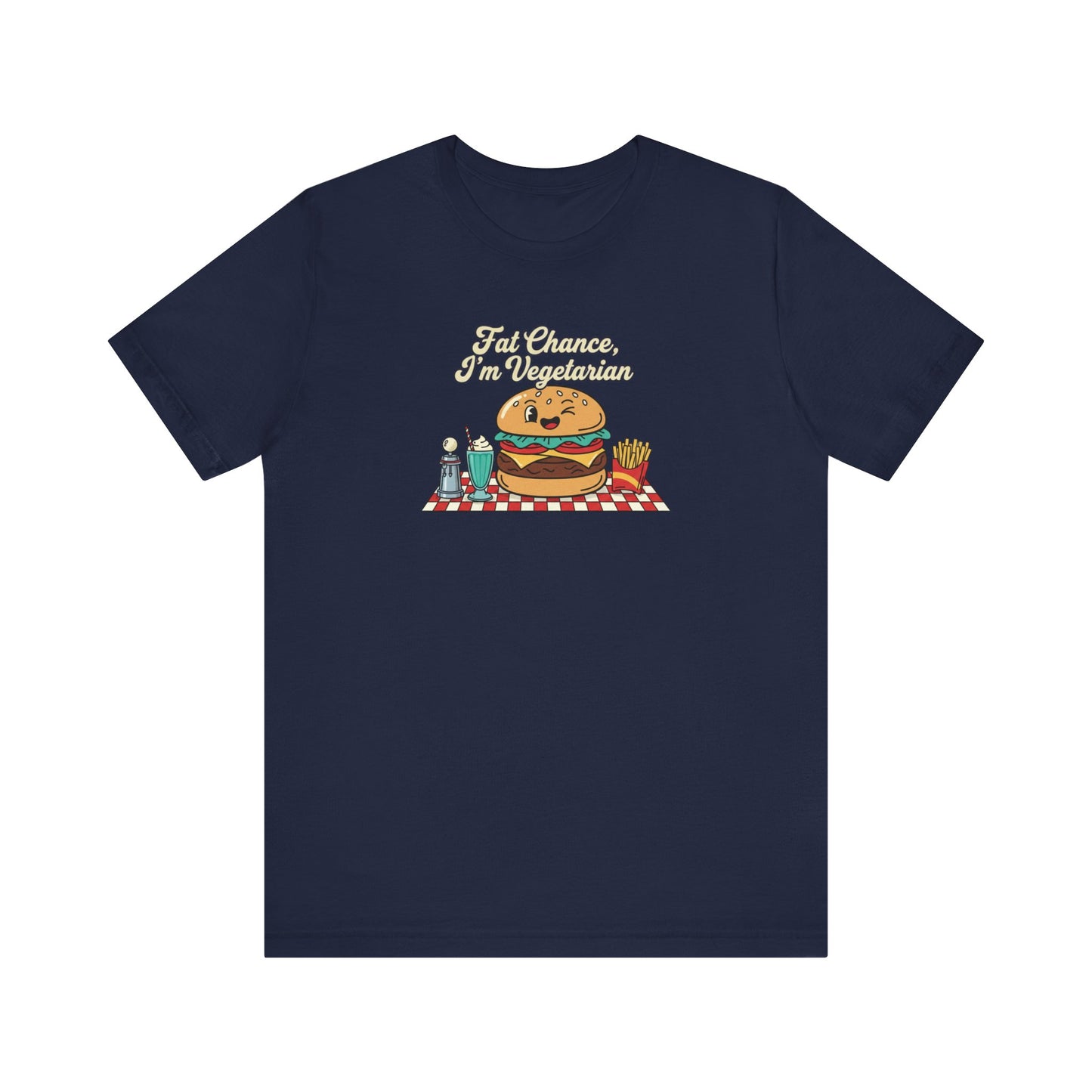 Fat Chance, I'm Vegetarian, Burger Matchbook Graphic Tee | retro diner shirt, vintage fast food design