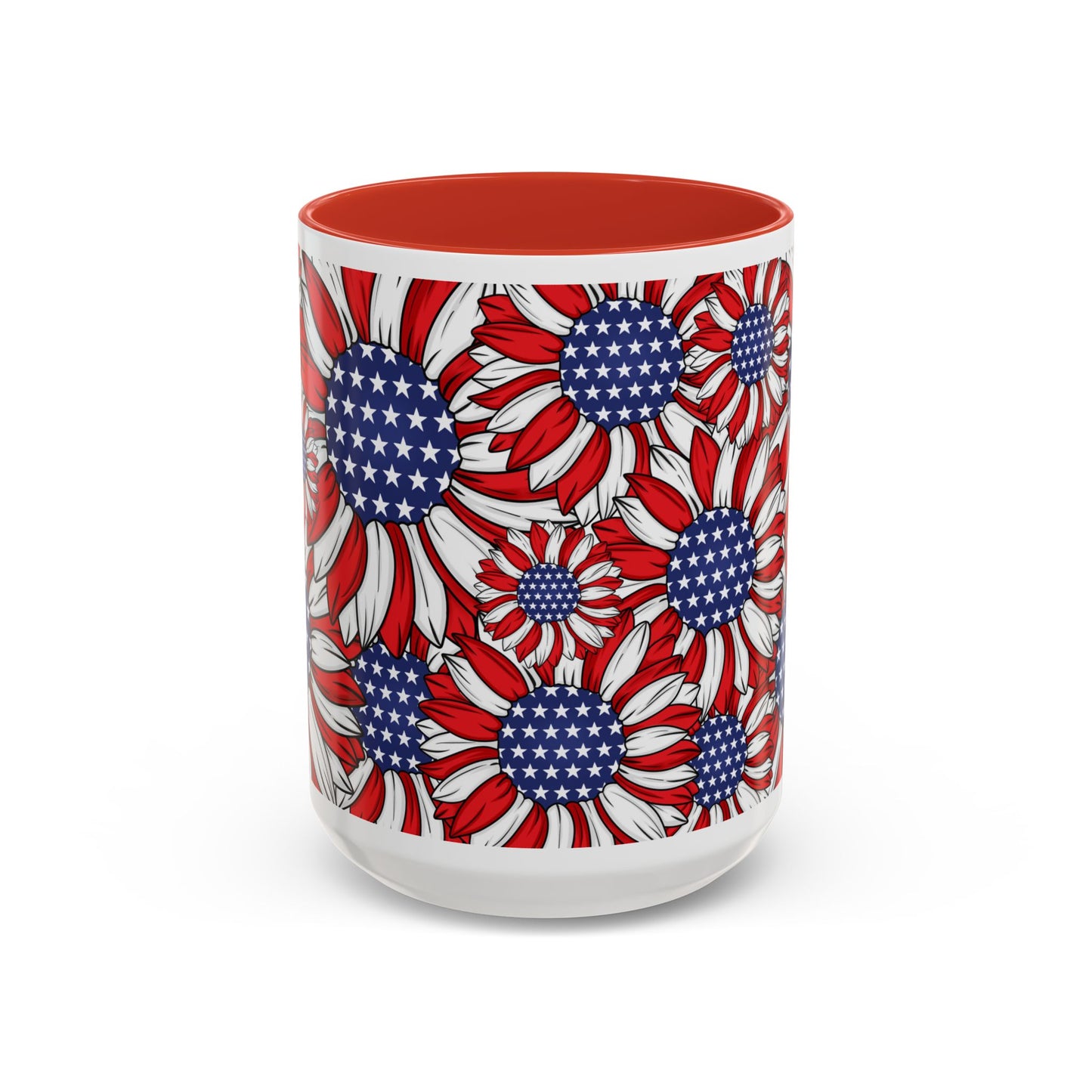 Patriotic Floral Coffee Mug | 11oz & 15oz | Red, White & Blue Décor | Perfect for Independence Day, Gifts & Everyday Use