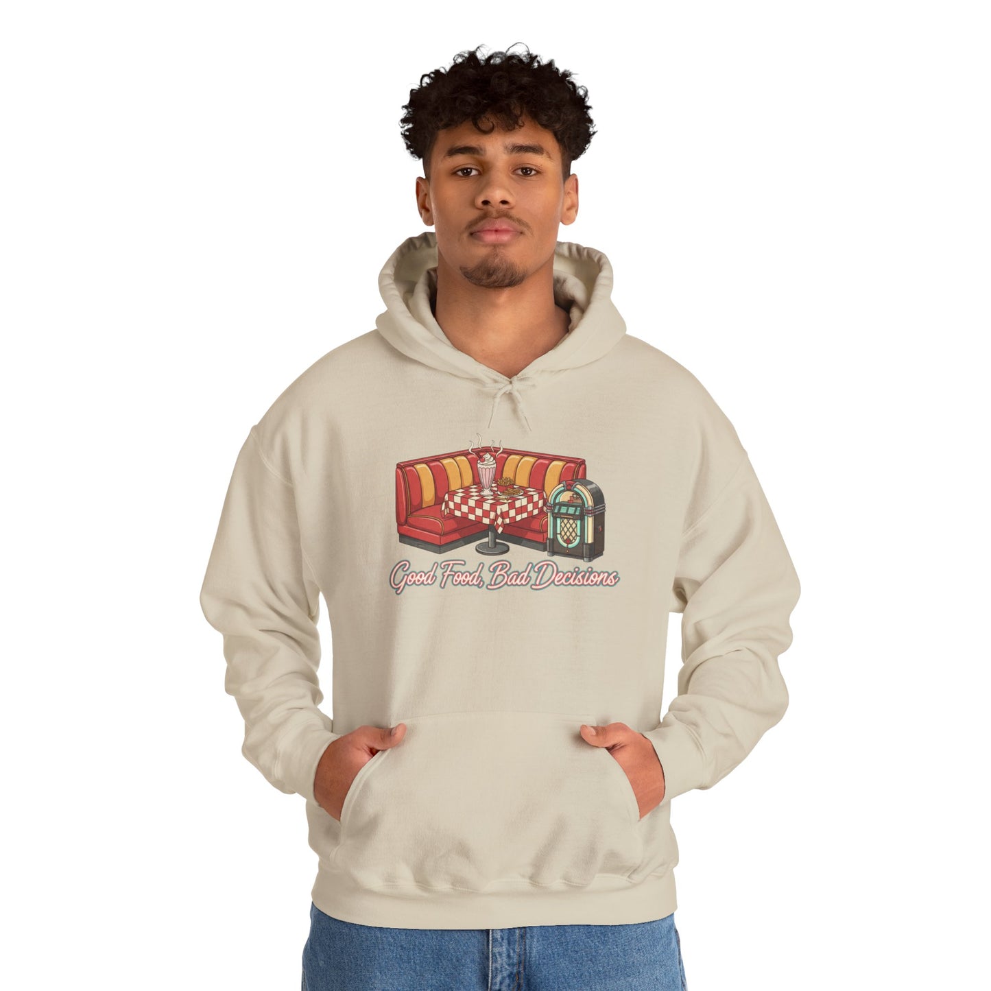 Good Food and Bad Decisions, Matchbook Diner Logo Hoodie | retro diner shirt, matchbook graphic