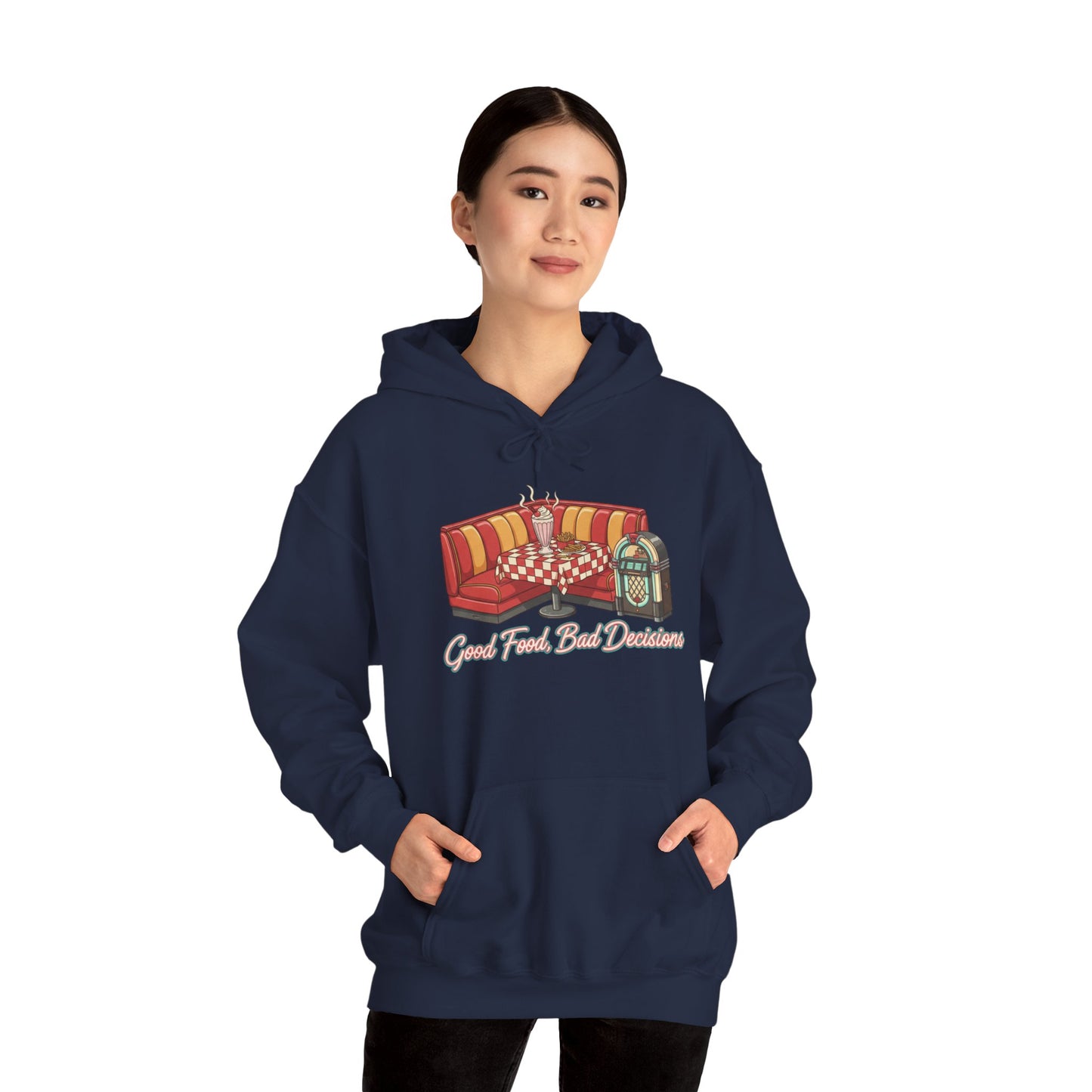Good Food and Bad Decisions, Matchbook Diner Logo Hoodie | retro diner shirt, matchbook graphic