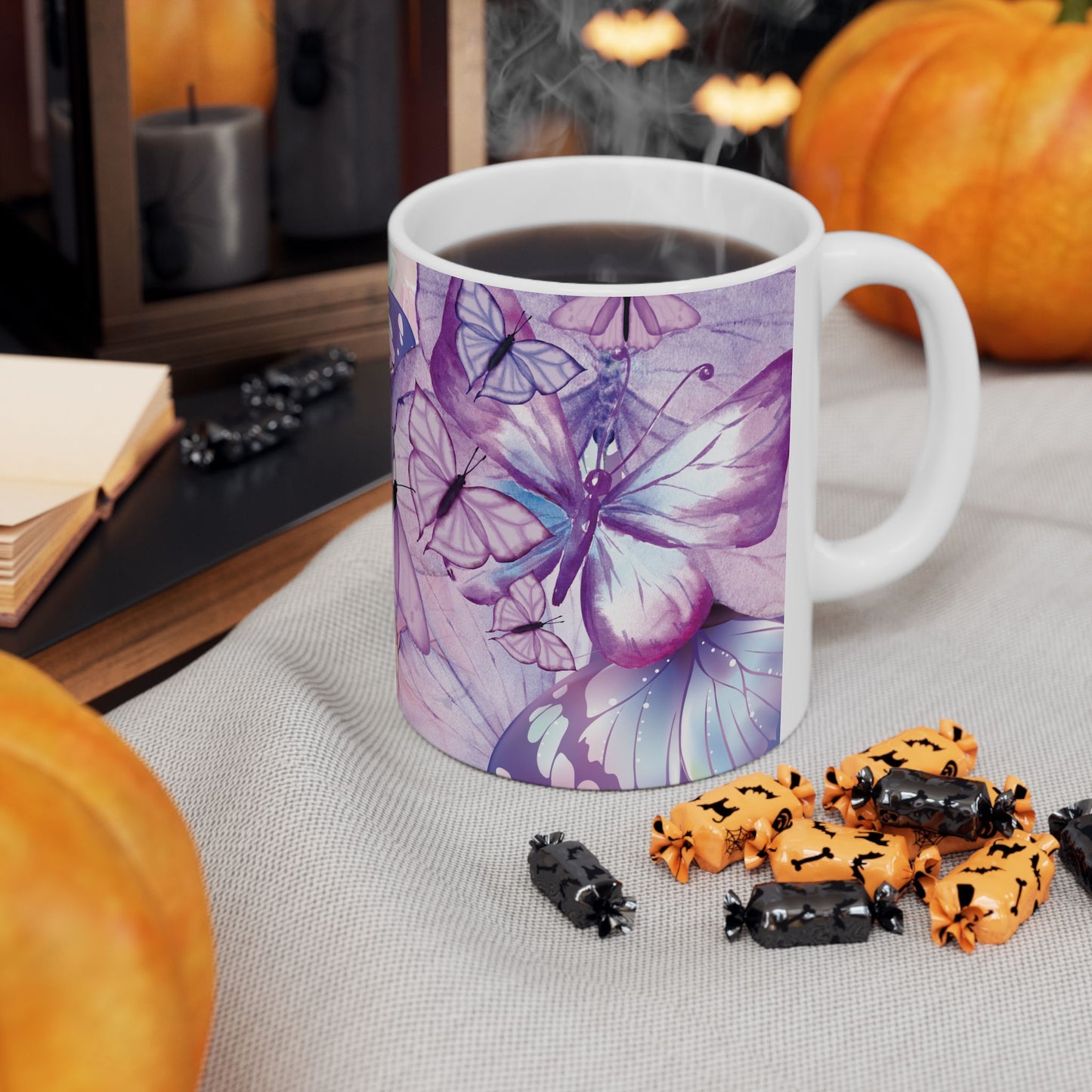 Butterfly Dream Ceramic Mug, Colorful Butterfly Mug, Nature Lover Gift, Artistic Coffee Cup, Spring Decor, Unique Drinkware