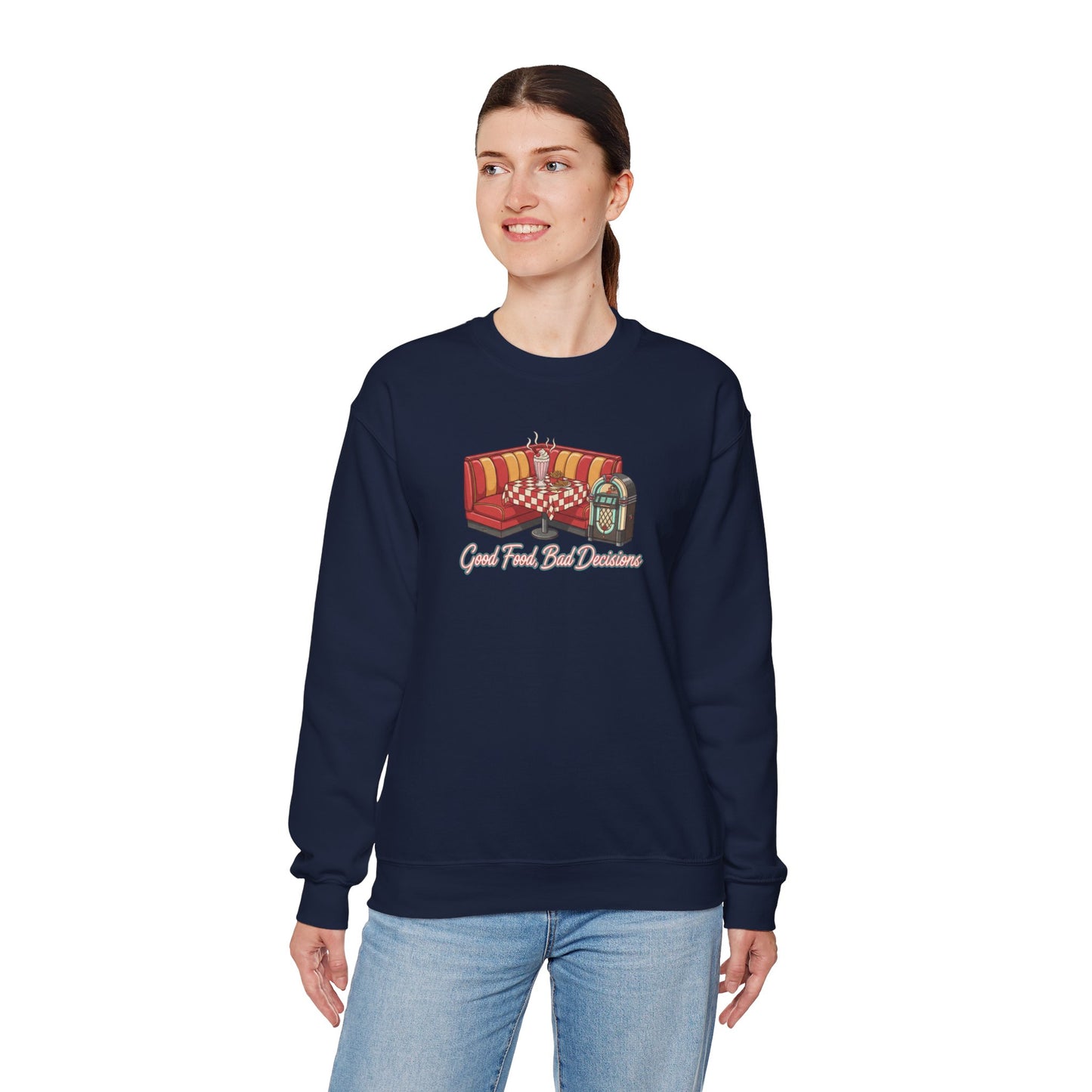 Great Food and Bad Decisions, Diner Booth Graphic Sweatshirt | Retro Diner Shirt, Matchbook Graphic