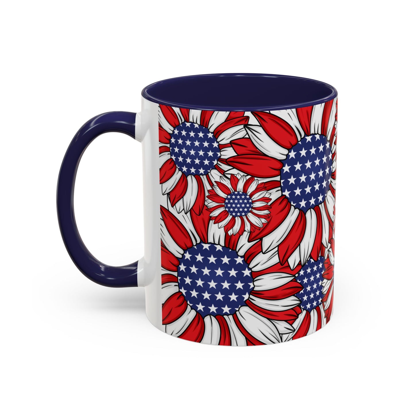 Patriotic Floral Coffee Mug | 11oz & 15oz | Red, White & Blue Décor | Perfect for Independence Day, Gifts & Everyday Use