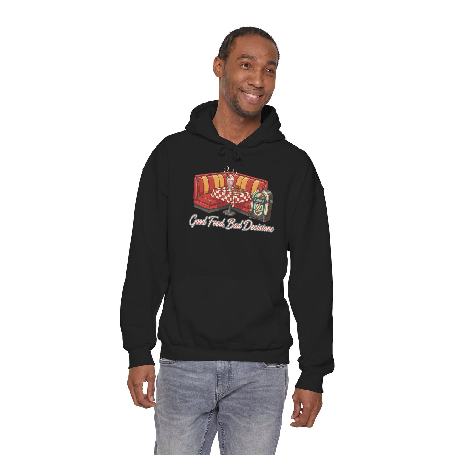 Good Food and Bad Decisions, Matchbook Diner Logo Hoodie | retro diner shirt, matchbook graphic