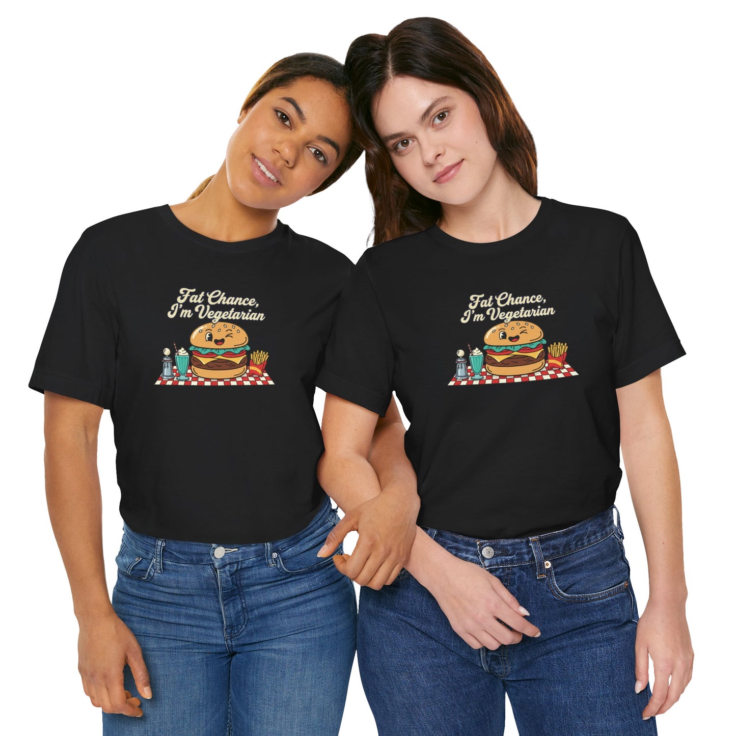 Fat Chance, I'm Vegetarian, Burger Matchbook Graphic Tee | retro diner shirt, vintage fast food design