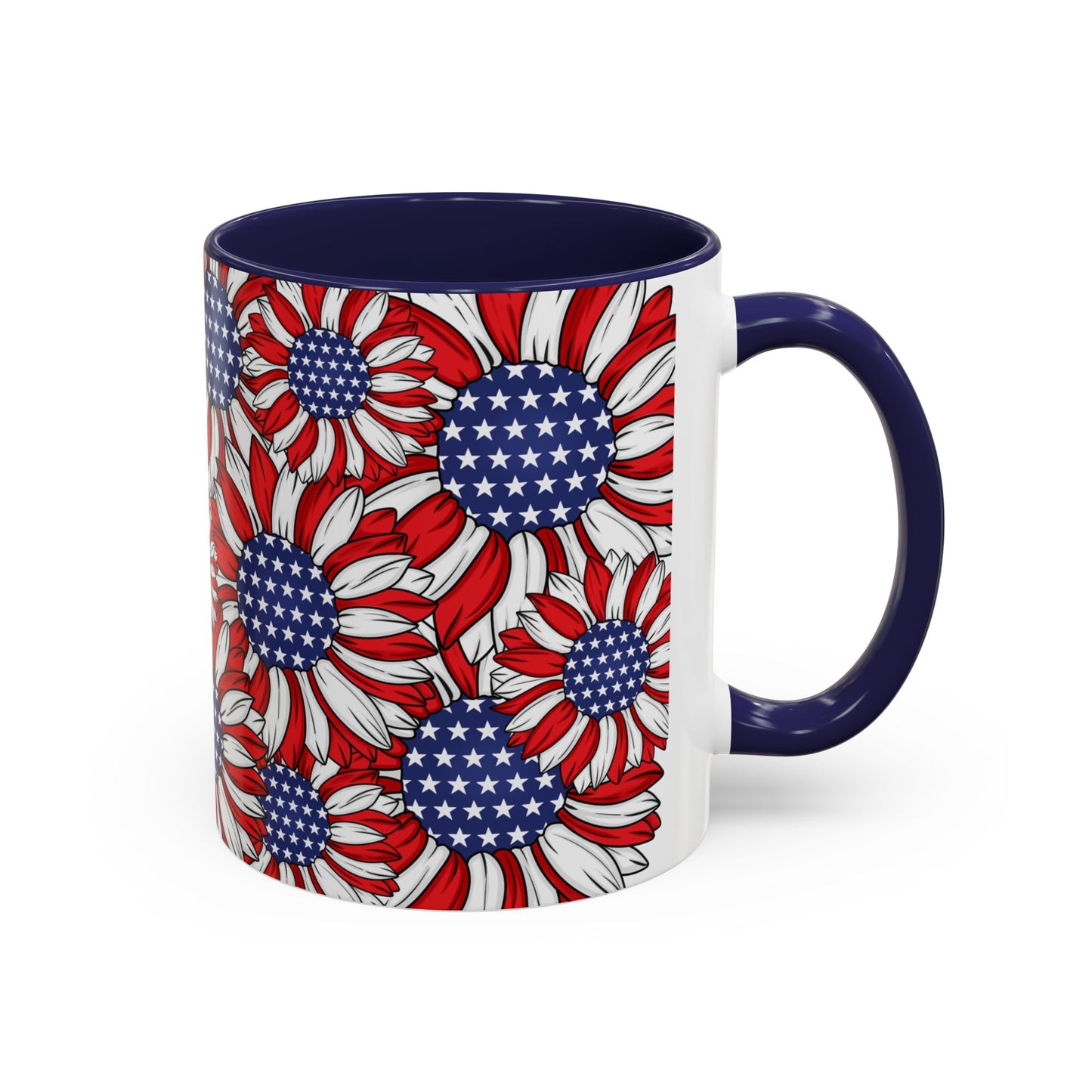 Patriotic Floral Coffee Mug | 11oz & 15oz | Red, White & Blue Décor | Perfect for Independence Day, Gifts & Everyday Use