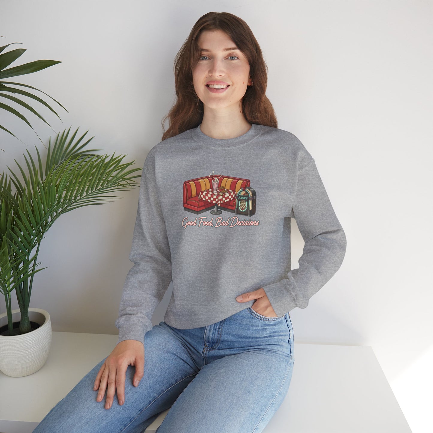 Great Food and Bad Decisions, Diner Booth Graphic Sweatshirt | Retro Diner Shirt, Matchbook Graphic