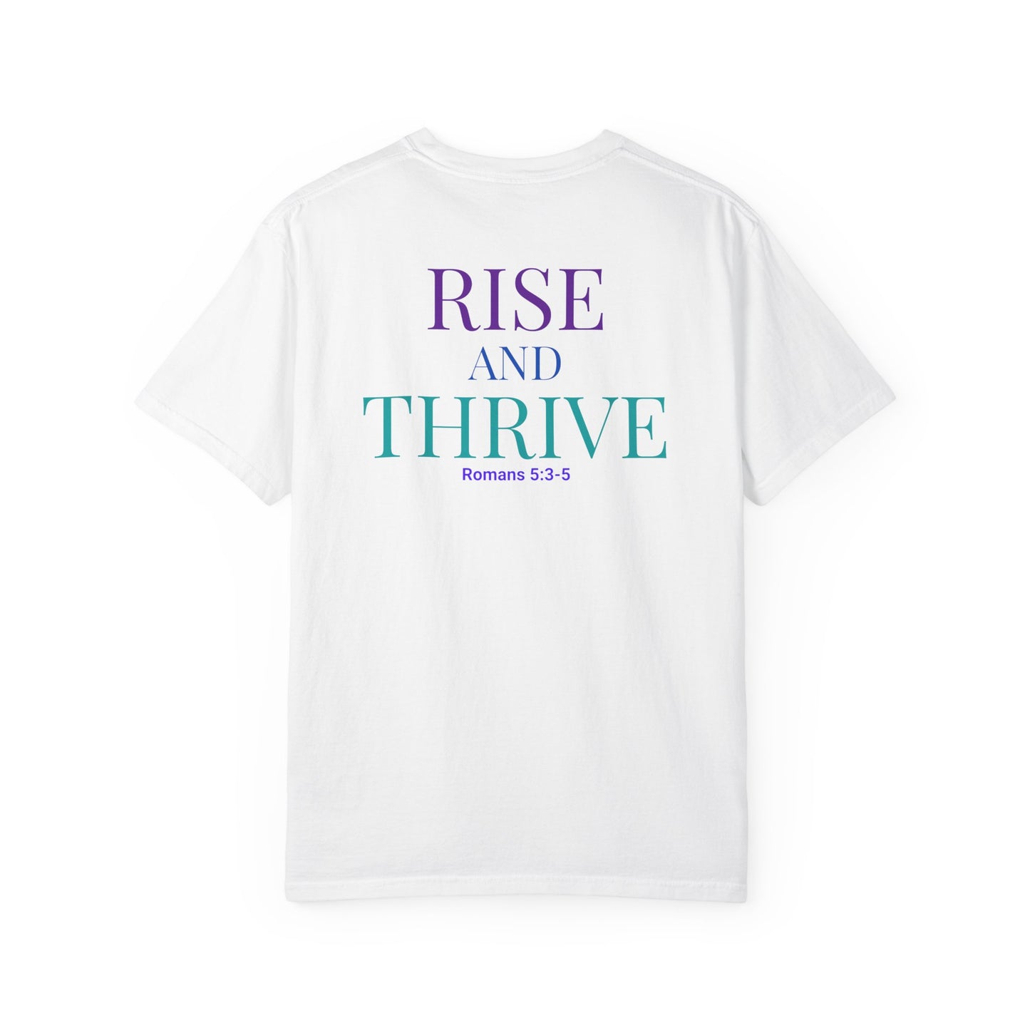Rise and Thrive Suicide Prevention Shirt | Teal & Purple Phoenix Mental Health Awareness Tee | Romans 5:3–5