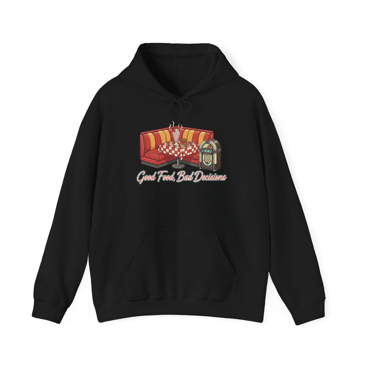 Good Food and Bad Decisions, Matchbook Diner Logo Hoodie | retro diner shirt, matchbook graphic