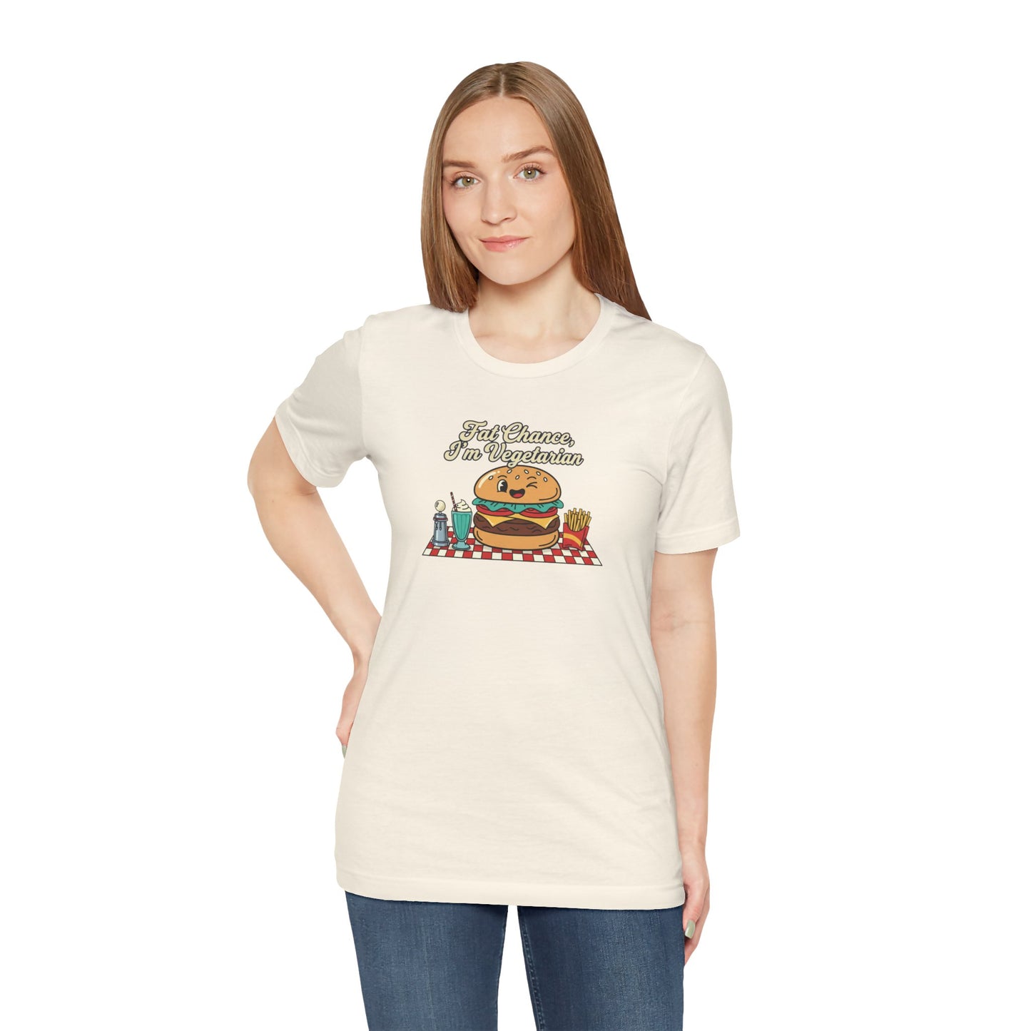Fat Chance, I'm Vegetarian, Burger Matchbook Graphic Tee | retro diner shirt, vintage fast food design