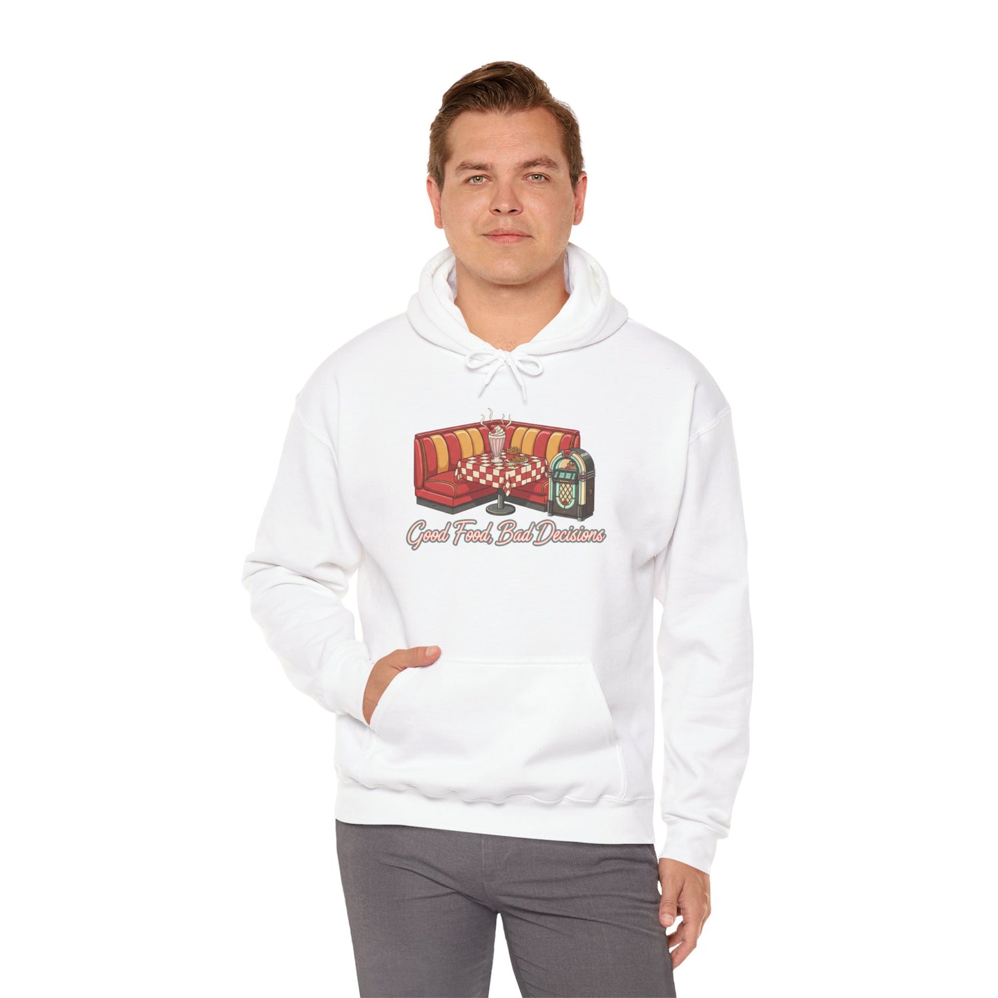 Good Food and Bad Decisions, Matchbook Diner Logo Hoodie | retro diner shirt, matchbook graphic