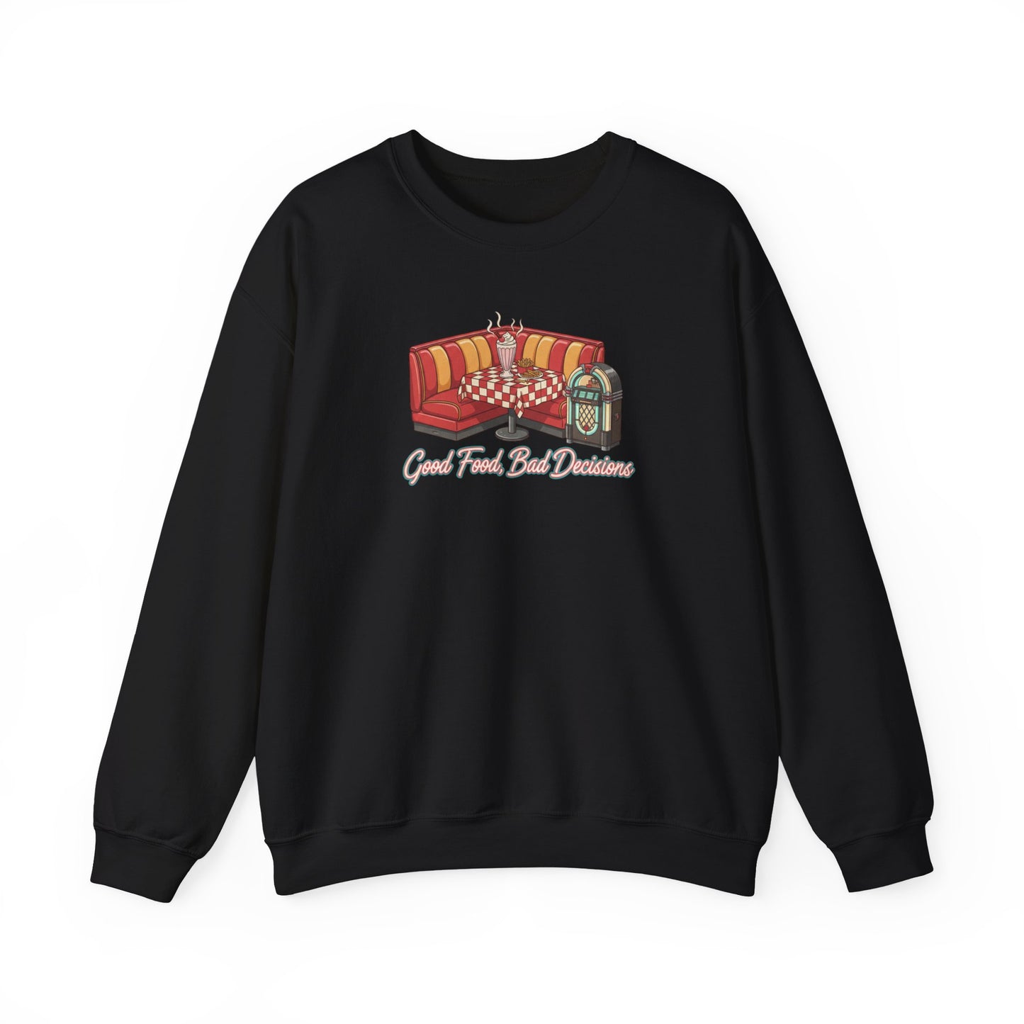 Great Food and Bad Decisions, Diner Booth Graphic Sweatshirt | Retro Diner Shirt, Matchbook Graphic