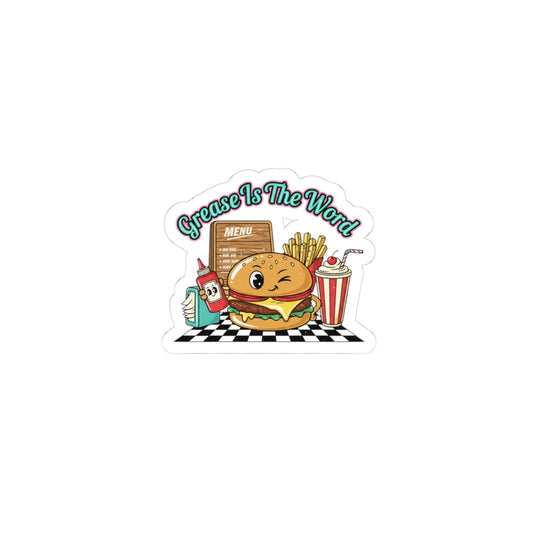Grease Is The Word Burger Diner Kiss-Cut Sticker | Retro Diner, Matchbook Graphic