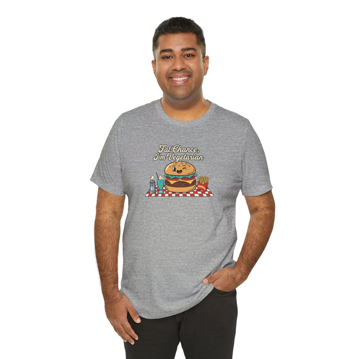 Fat Chance, I'm Vegetarian, Burger Matchbook Graphic Tee | retro diner shirt, vintage fast food design
