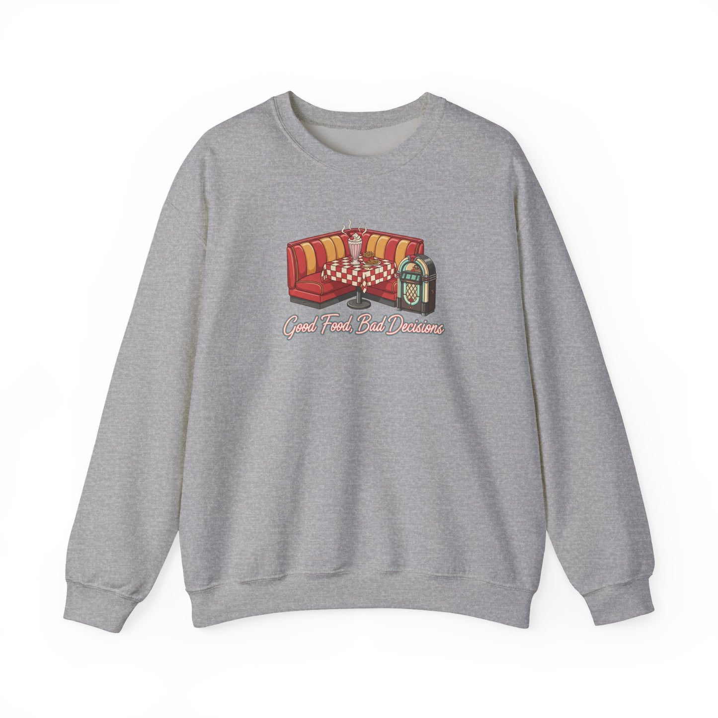 Great Food and Bad Decisions, Diner Booth Graphic Sweatshirt | Retro Diner Shirt, Matchbook Graphic