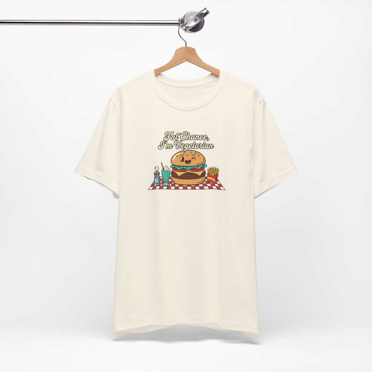 Fat Chance, I'm Vegetarian, Burger Matchbook Graphic Tee | retro diner shirt, vintage fast food design