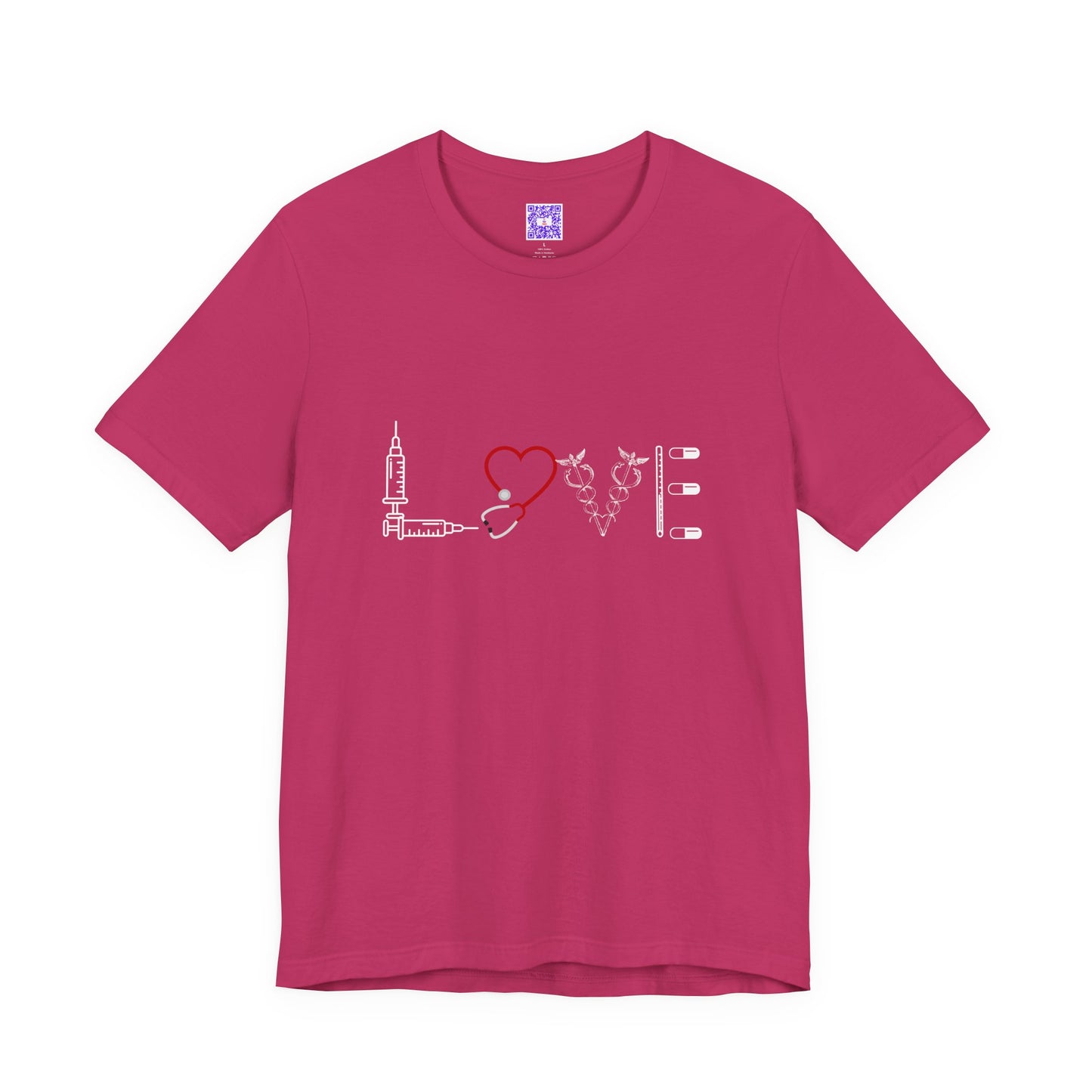 Nurse Tee Love Symbol Medical Tools Unisex Jersey Short Sleeve T-Shirt