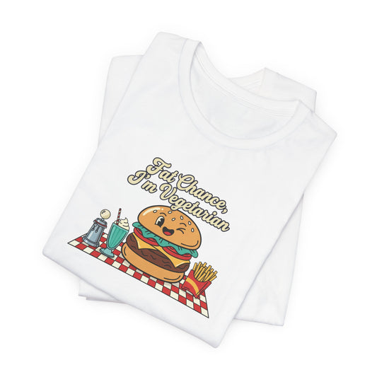 Fat Chance, I'm Vegetarian, Burger Matchbook Graphic Tee | retro diner shirt, vintage fast food design