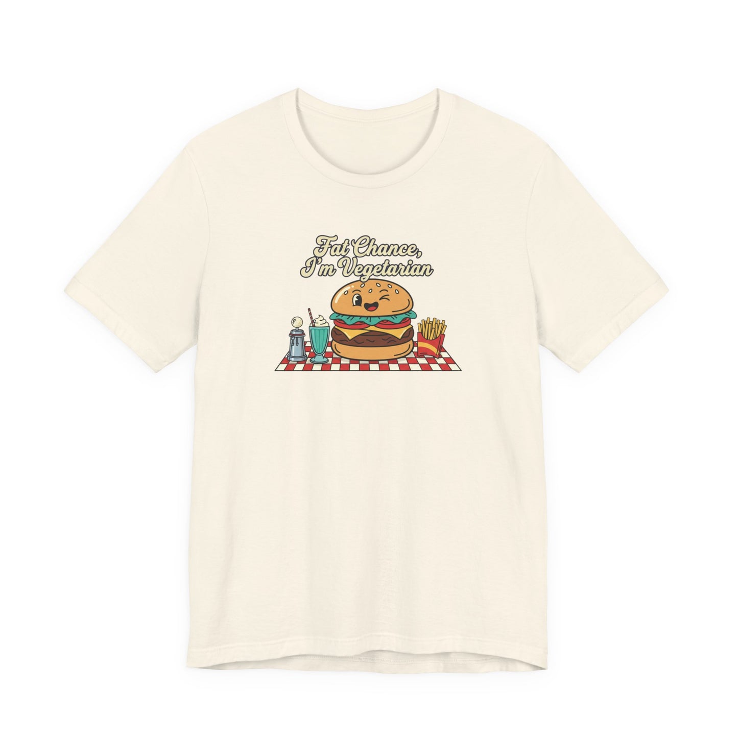 Fat Chance, I'm Vegetarian, Burger Matchbook Graphic Tee | retro diner shirt, vintage fast food design