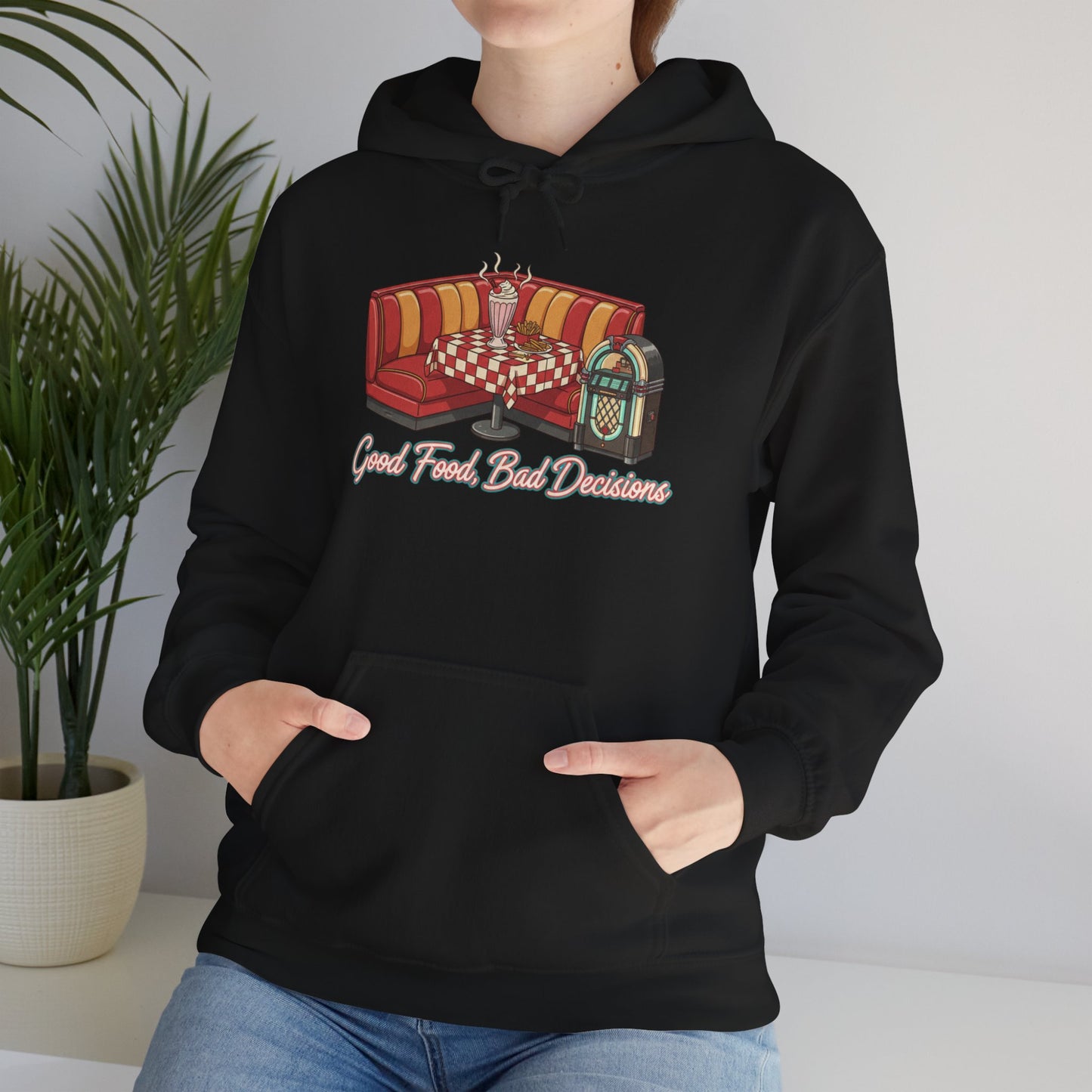 Good Food and Bad Decisions, Matchbook Diner Logo Hoodie | retro diner shirt, matchbook graphic