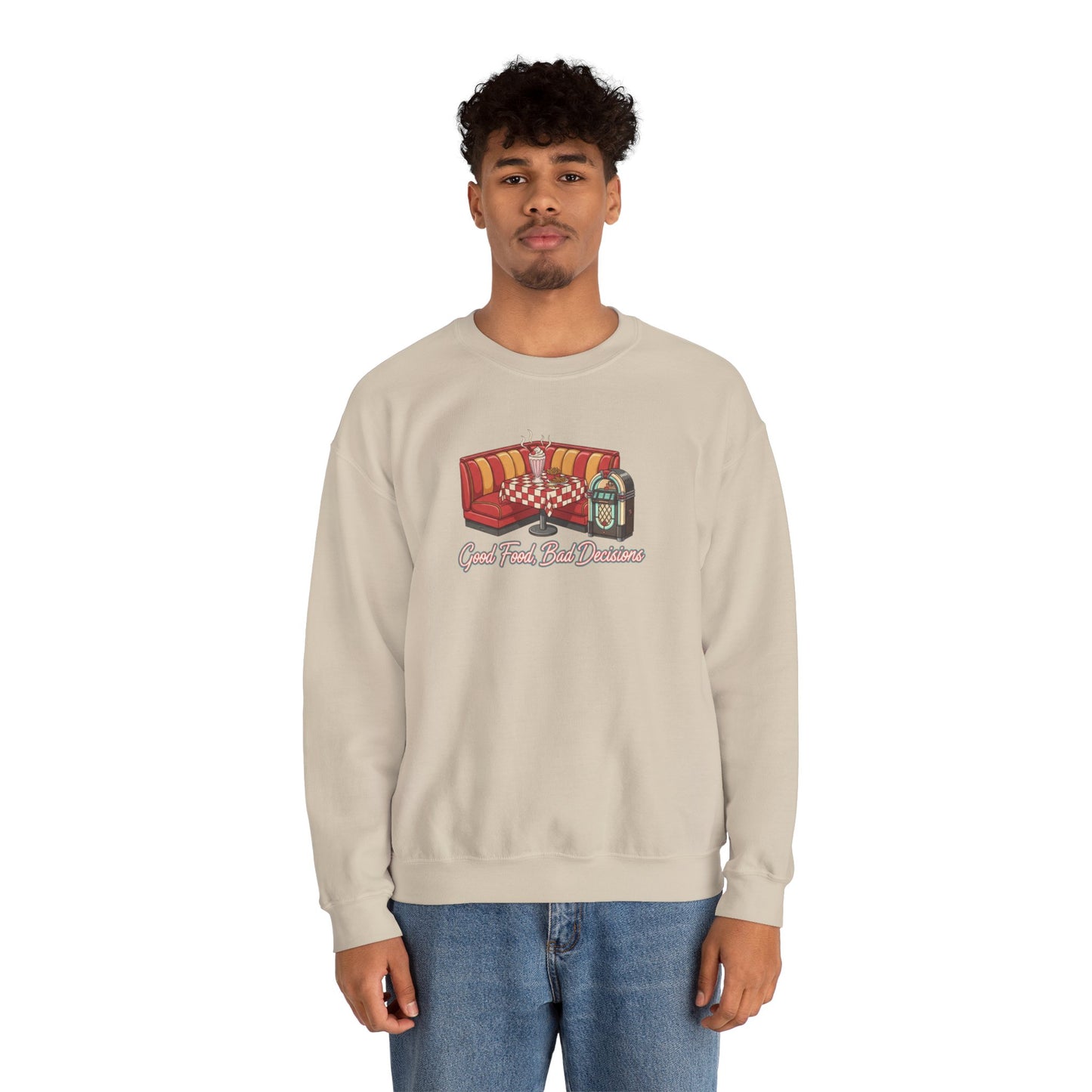 Great Food and Bad Decisions, Diner Booth Graphic Sweatshirt | Retro Diner Shirt, Matchbook Graphic
