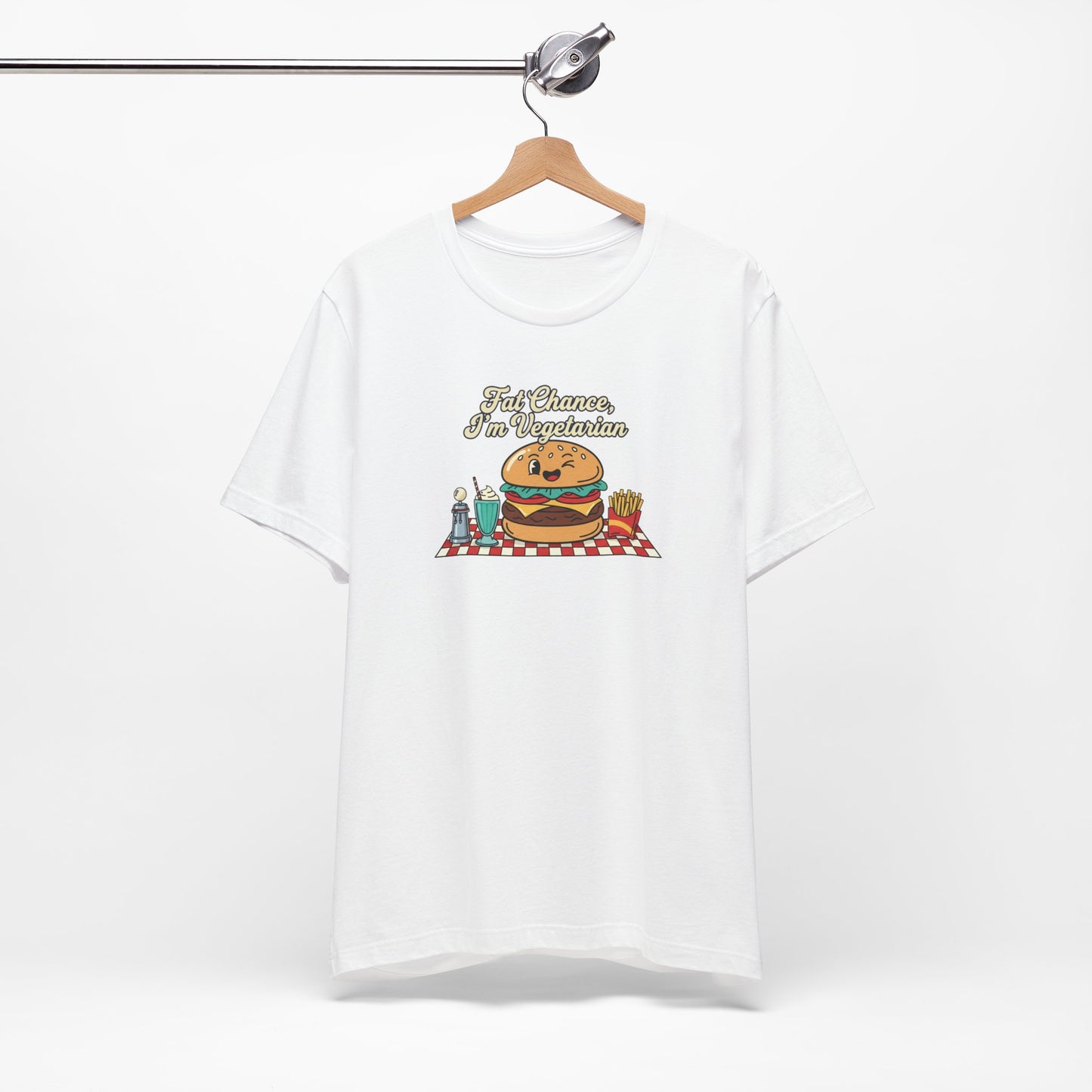 Fat Chance, I'm Vegetarian, Burger Matchbook Graphic Tee | retro diner shirt, vintage fast food design
