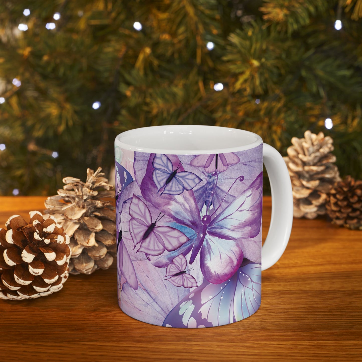 Butterfly Dream Ceramic Mug, Colorful Butterfly Mug, Nature Lover Gift, Artistic Coffee Cup, Spring Decor, Unique Drinkware