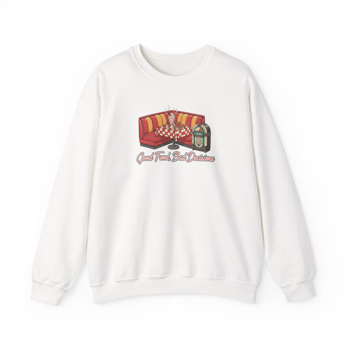 Great Food and Bad Decisions, Diner Booth Graphic Sweatshirt | Retro Diner Shirt, Matchbook Graphic