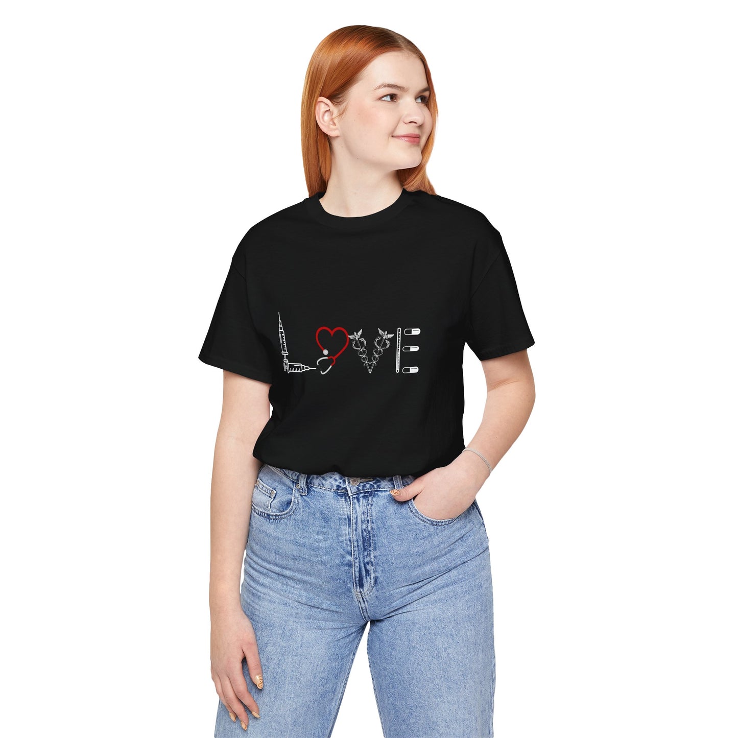 Nurse Tee Love Symbol Medical Tools Unisex Jersey Short Sleeve T-Shirt