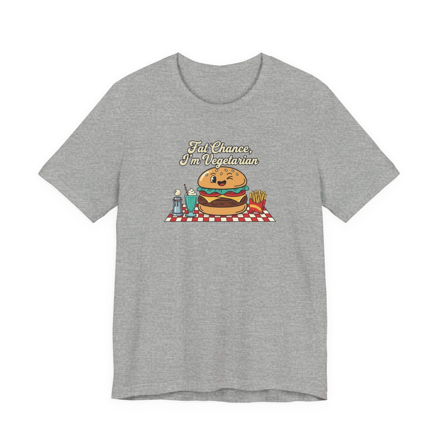 Fat Chance, I'm Vegetarian, Burger Matchbook Graphic Tee | retro diner shirt, vintage fast food design