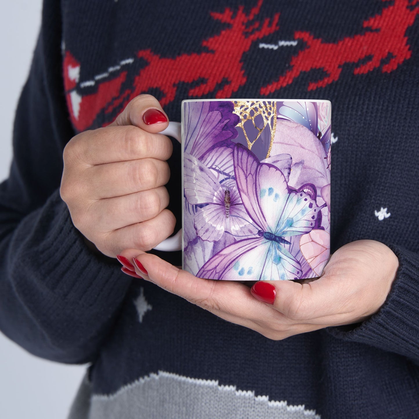 Butterfly Dream Ceramic Mug, Colorful Butterfly Mug, Nature Lover Gift, Artistic Coffee Cup, Spring Decor, Unique Drinkware