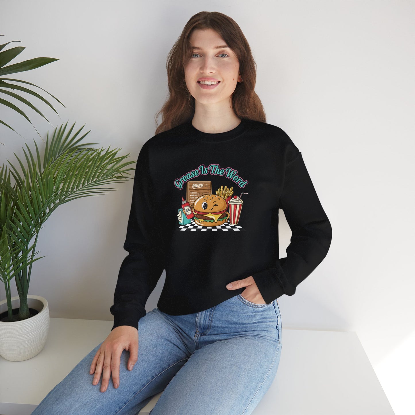 Cheeseburger Matchbook Design Sweatshirt | retro diner shirt, pantry label art