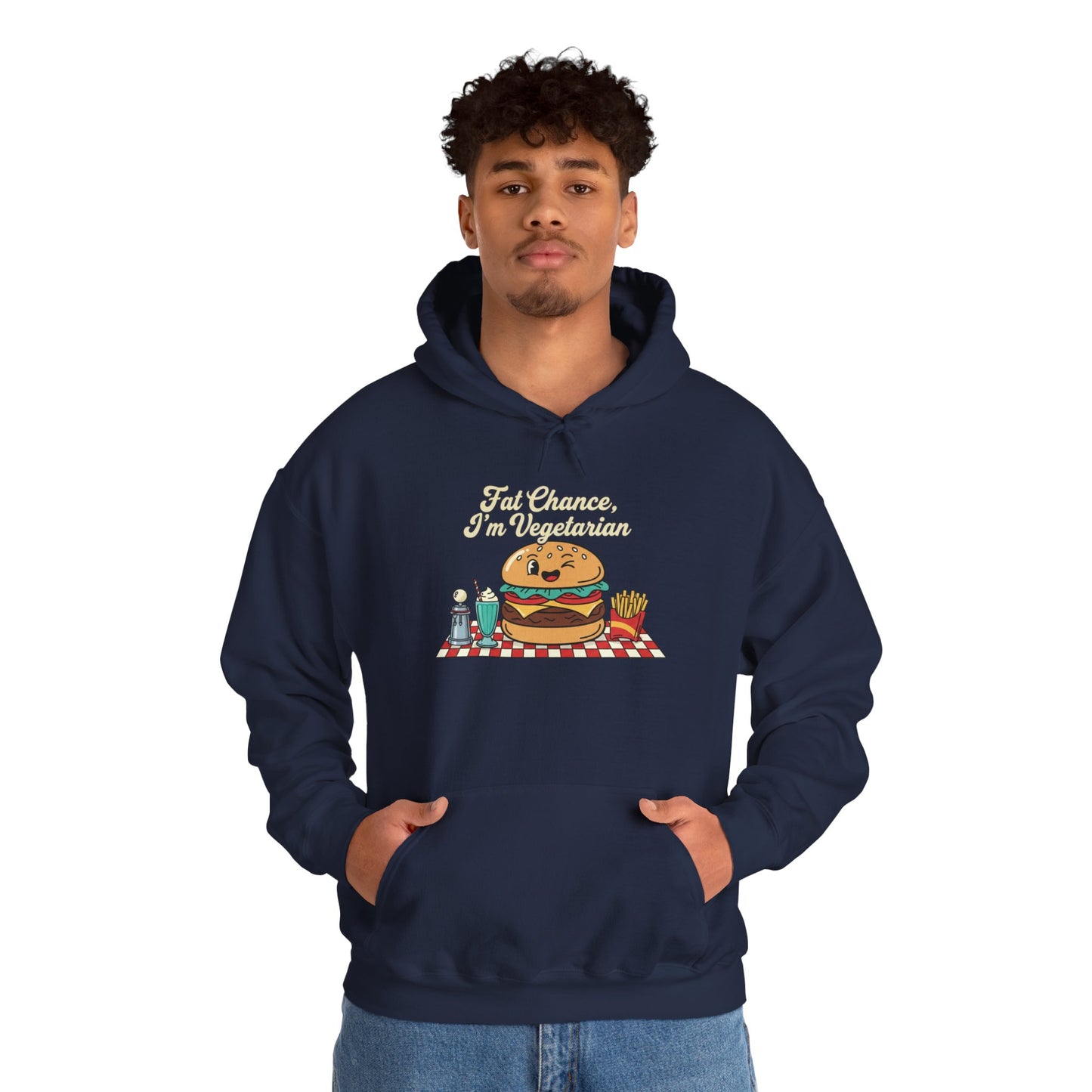 Fat Chance, I'm Vegetarian, Burger Matchbook Hoodie | retro diner shirt, matchbook graphic