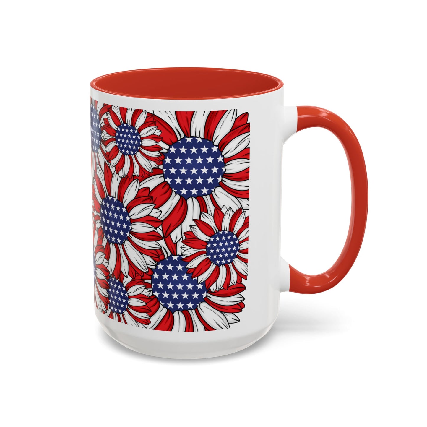 Patriotic Floral Coffee Mug | 11oz & 15oz | Red, White & Blue Décor | Perfect for Independence Day, Gifts & Everyday Use