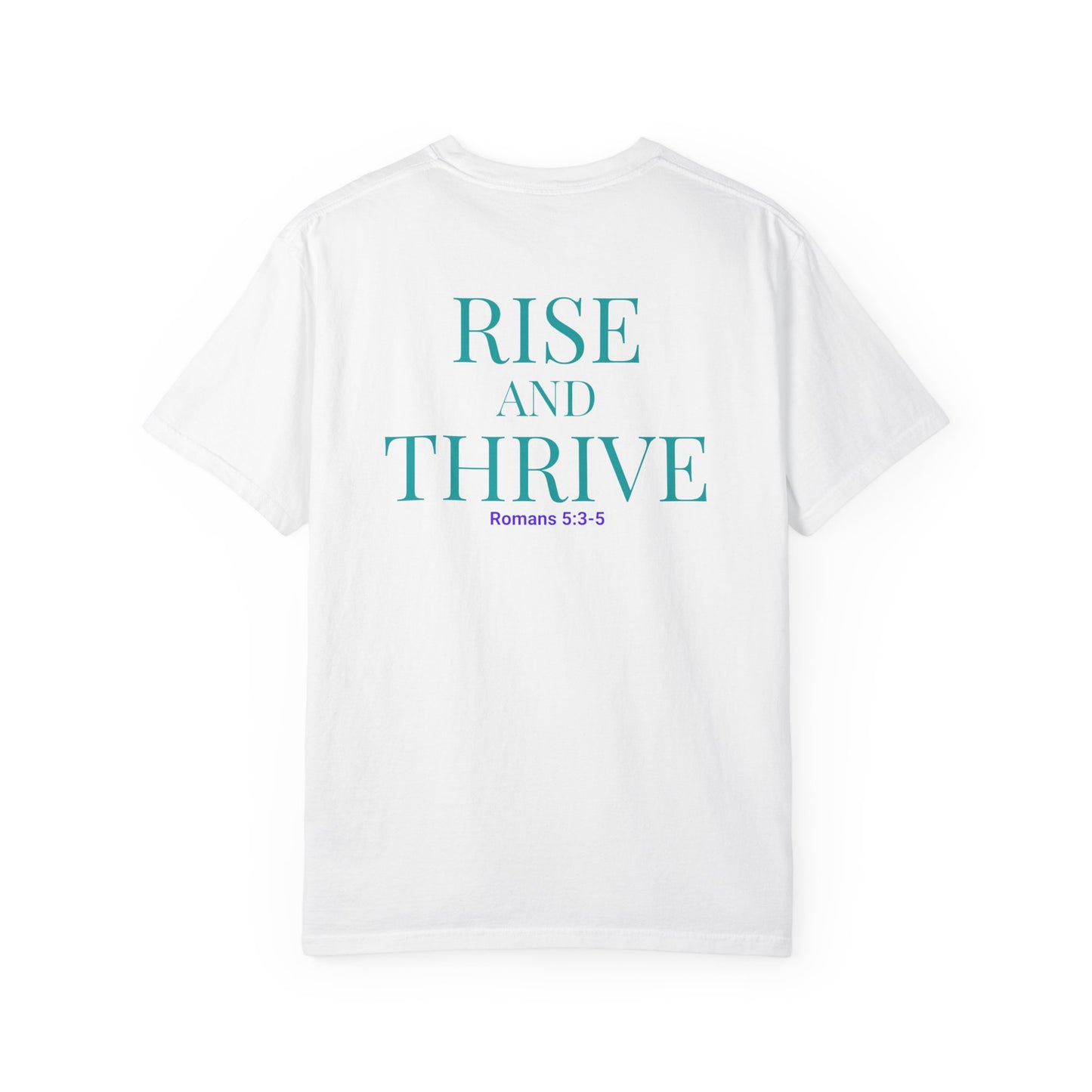 Rise and Thrive Sexual Assault Awareness Shirt | Teal Phoenix Survivor & Supporter Tee | Romans 5:3–5