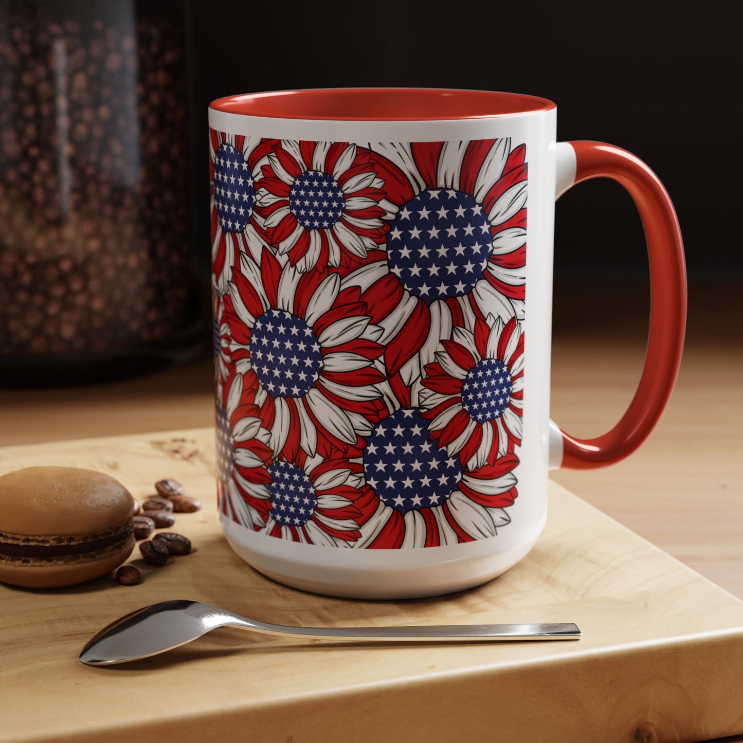 Patriotic Floral Coffee Mug | 11oz & 15oz | Red, White & Blue Décor | Perfect for Independence Day, Gifts & Everyday Use