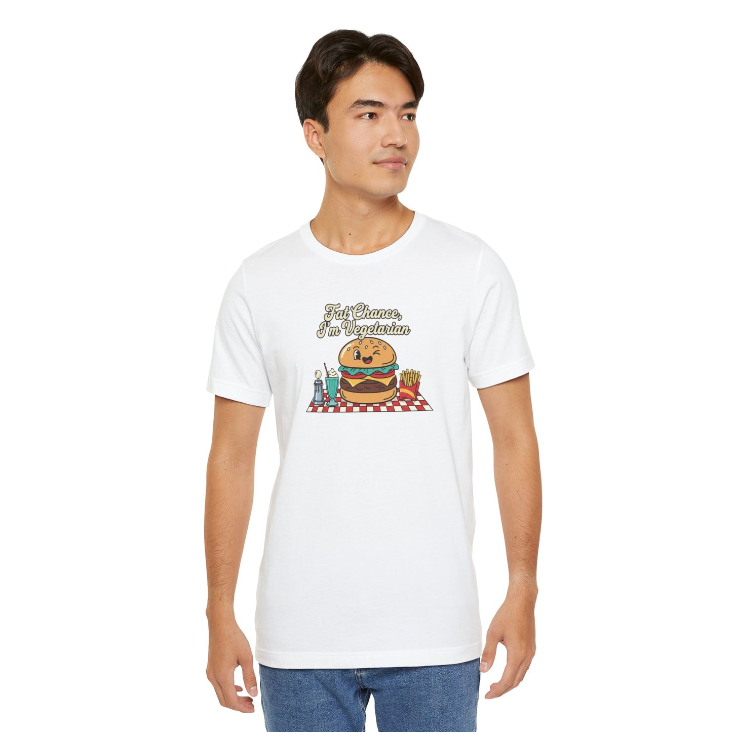 Fat Chance, I'm Vegetarian, Burger Matchbook Graphic Tee | retro diner shirt, vintage fast food design