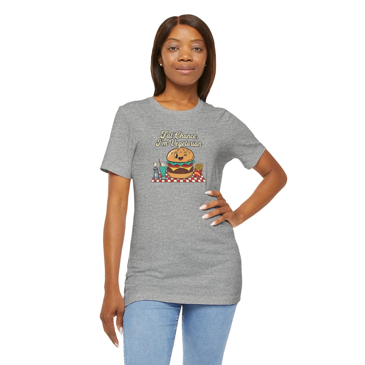 Fat Chance, I'm Vegetarian, Burger Matchbook Graphic Tee | retro diner shirt, vintage fast food design