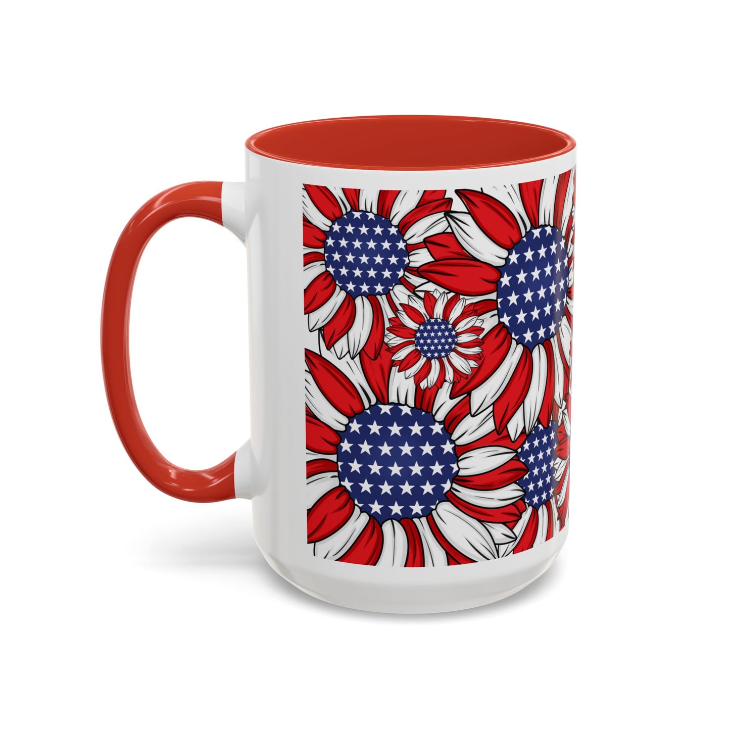 Patriotic Floral Coffee Mug | 11oz & 15oz | Red, White & Blue Décor | Perfect for Independence Day, Gifts & Everyday Use