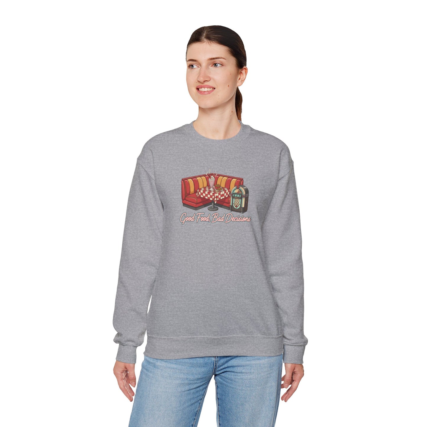 Great Food and Bad Decisions, Diner Booth Graphic Sweatshirt | Retro Diner Shirt, Matchbook Graphic