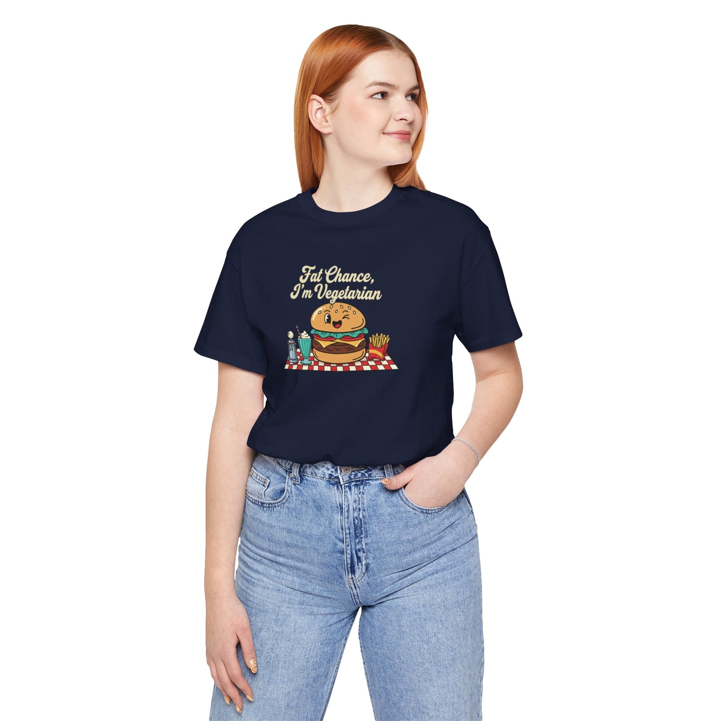 Fat Chance, I'm Vegetarian, Burger Matchbook Graphic Tee | retro diner shirt, vintage fast food design