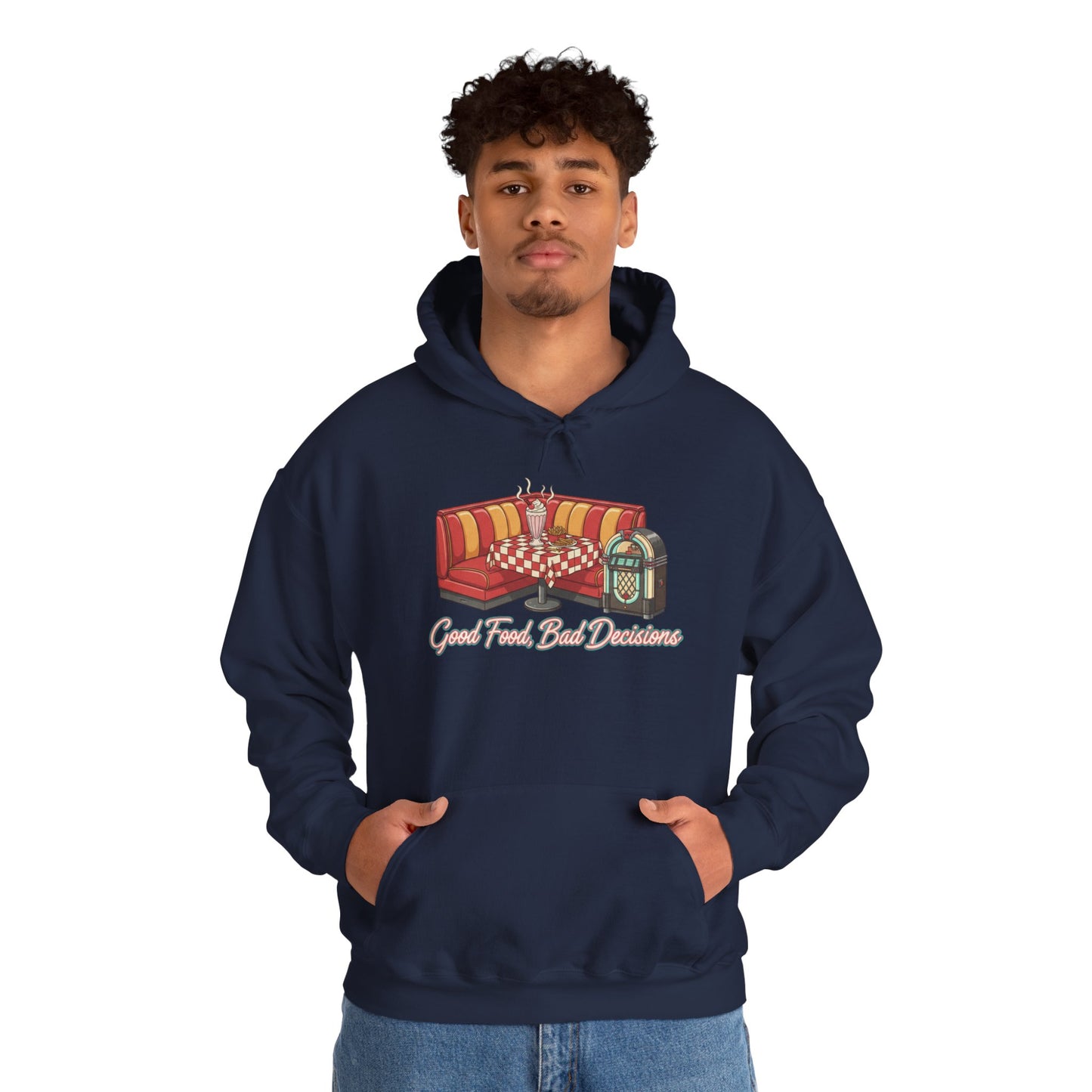 Good Food and Bad Decisions, Matchbook Diner Logo Hoodie | retro diner shirt, matchbook graphic