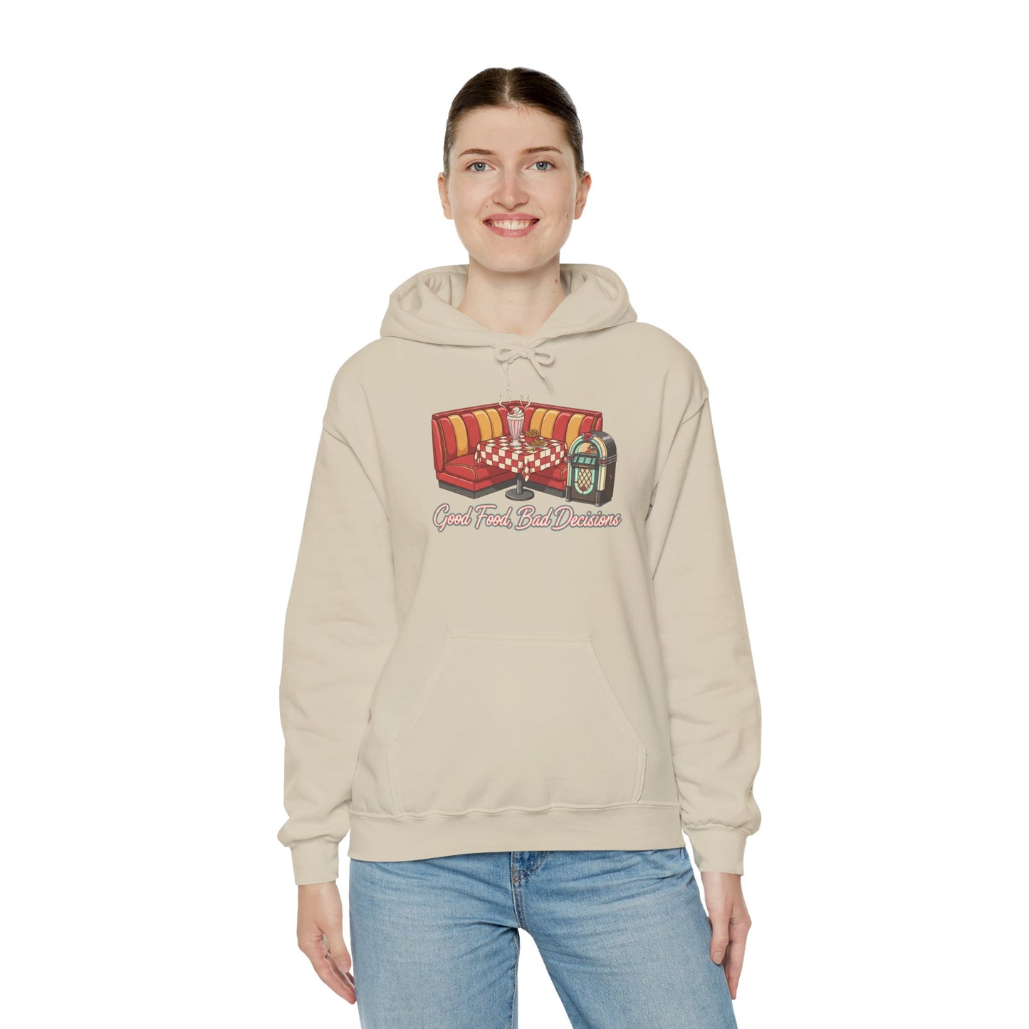Good Food and Bad Decisions, Matchbook Diner Logo Hoodie | retro diner shirt, matchbook graphic
