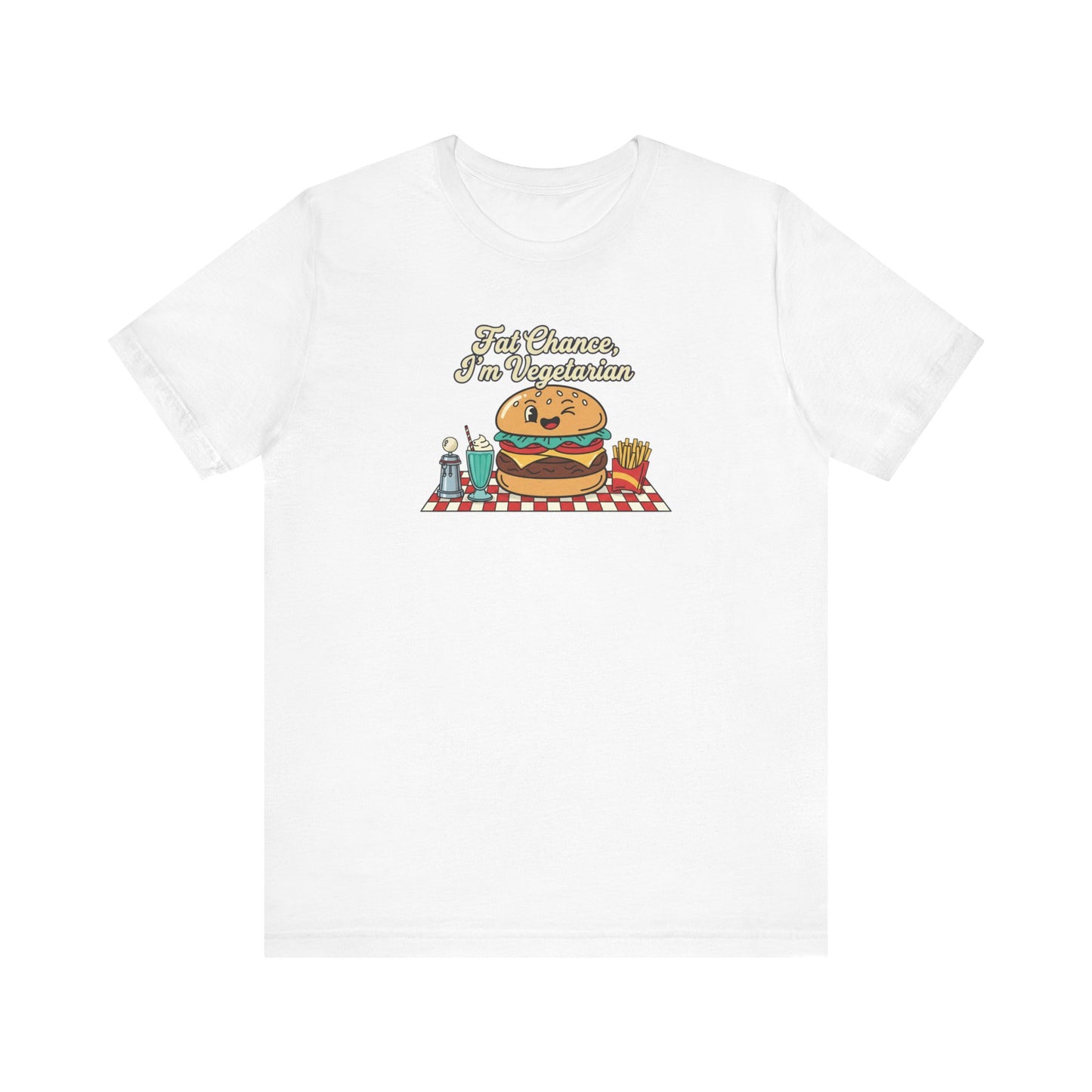 Fat Chance, I'm Vegetarian, Burger Matchbook Graphic Tee | retro diner shirt, vintage fast food design