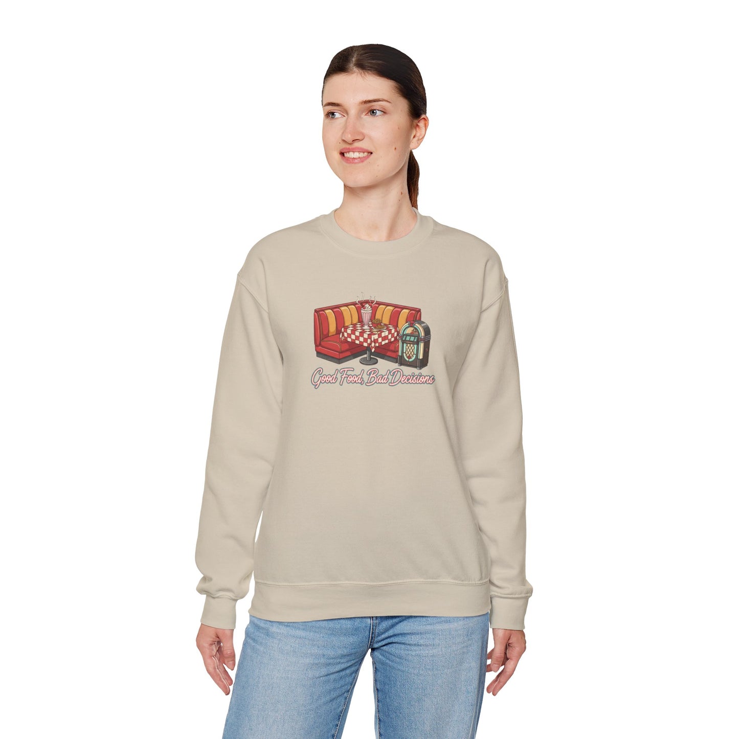 Great Food and Bad Decisions, Diner Booth Graphic Sweatshirt | Retro Diner Shirt, Matchbook Graphic